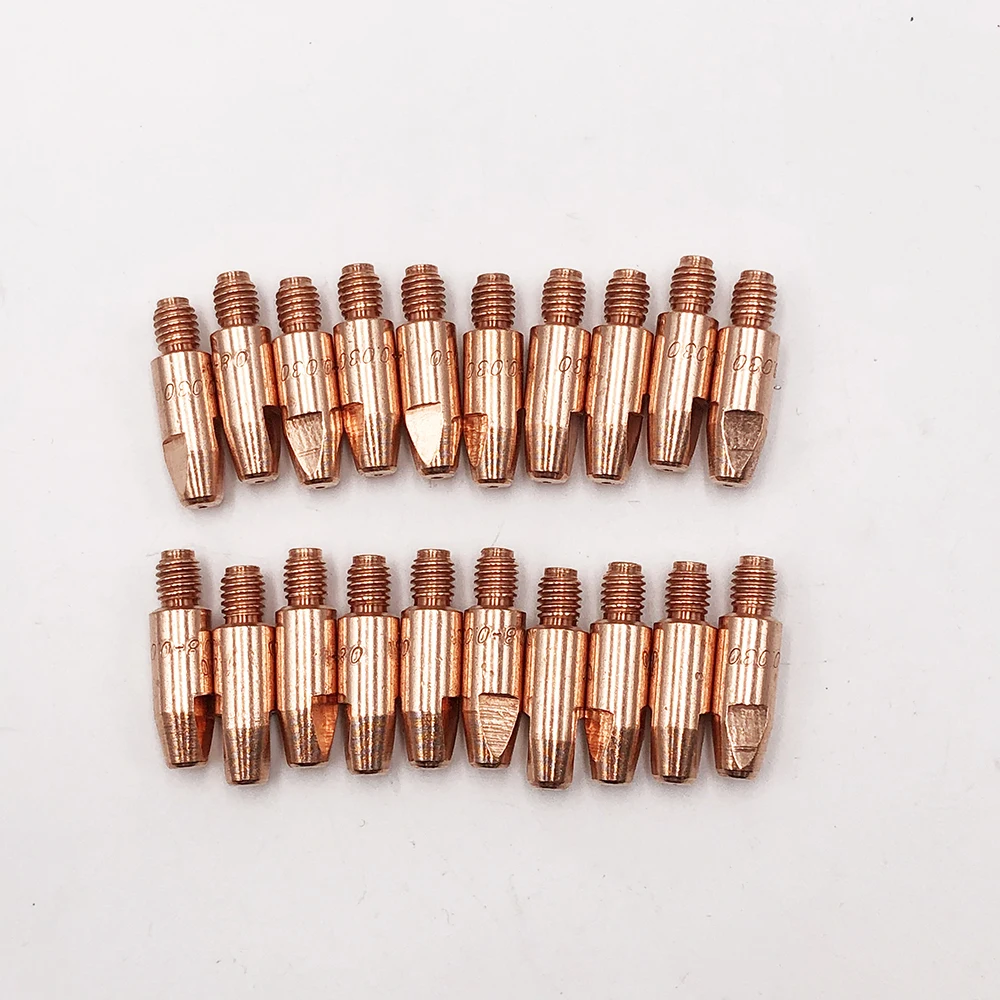 

20pcs M6x28× 0.8mm 0.9mm 1.0mm 1.2mm Mig Gun Mig Welder Mig Torch Consumables 24KD 25AK E-Cu Cucrzr Contact tip