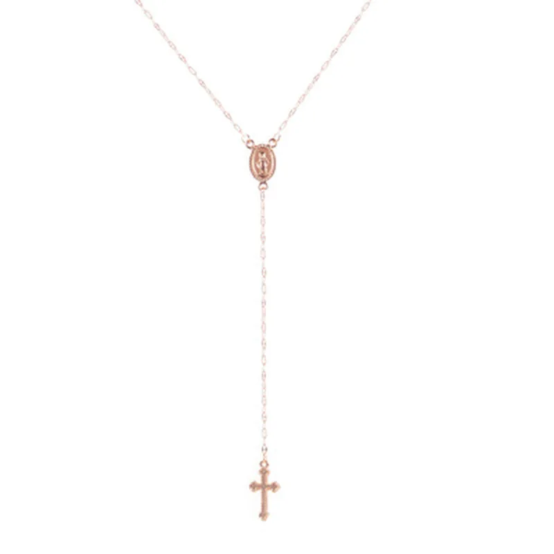 Abayabay Long Personalized Girl Cross Necklace Chain Women Yellow Gold Color Pendant TRENDY Collares Collier Necklaces Jewelry