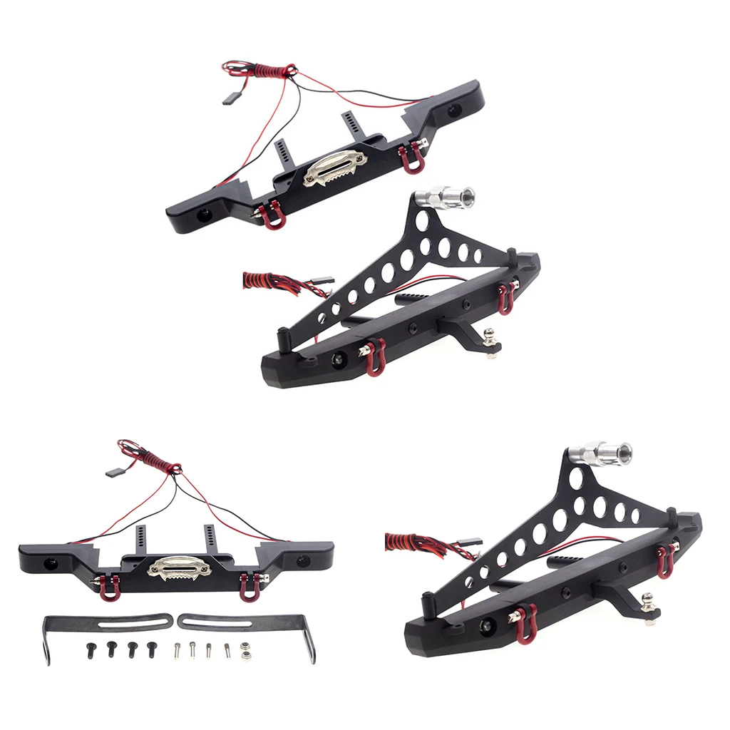 

Front Rear Bumper with LED Lights Winch for TRX4 1/10 RC Crawler Parts Accs