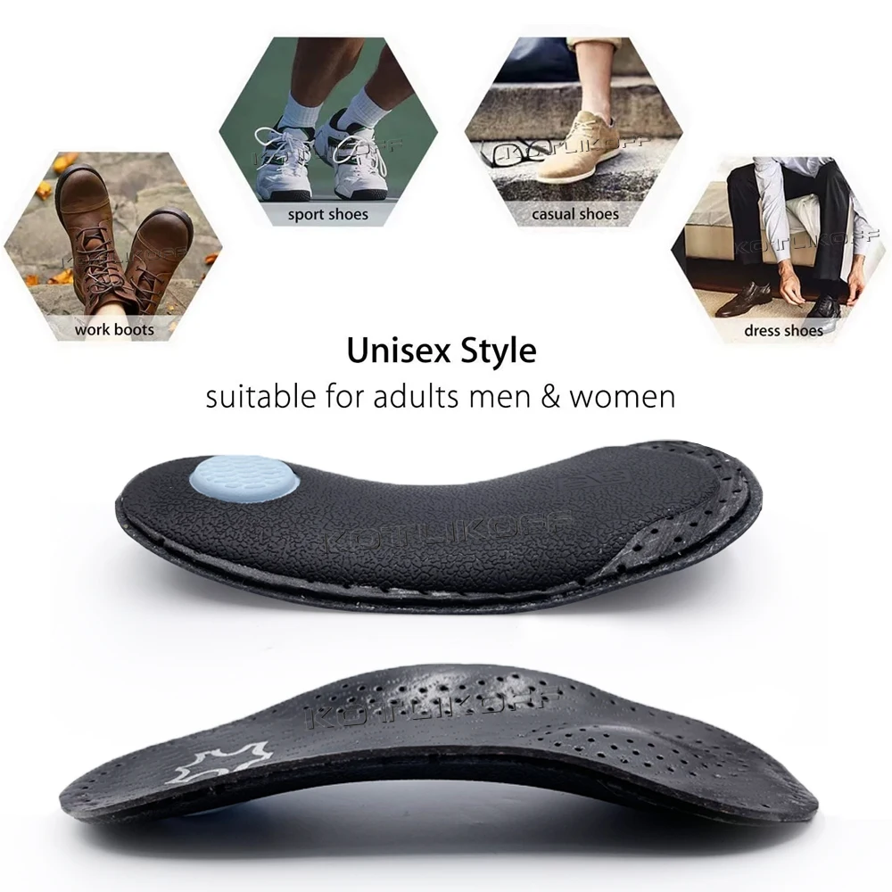 Orthopedic Shoe Sole Insoles For Feet Men/Women Relief Pain Cushion Flat Feet Arch Support Breathable Leather Half Pads Insert