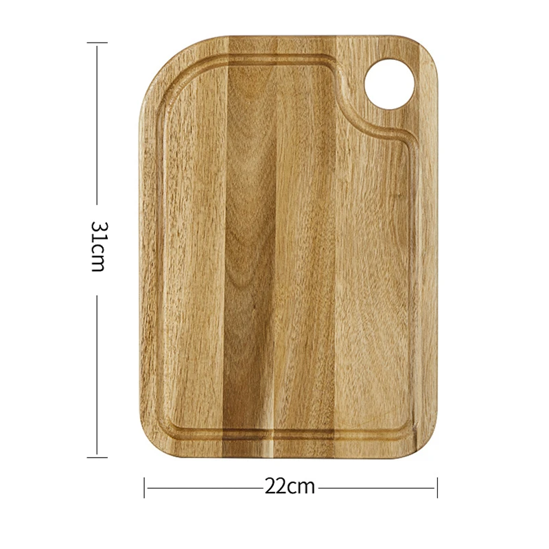 Set of 2 BPA free Acacia Wood Cutting Board with Handle Hole Wooden Chopping Block Kitchen Meat Fruit Vegetables Cheese Pizza enlarge
