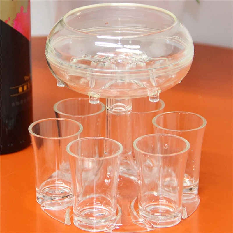 

6 Shot Glass Dispenser and Holder Bar Shot Dispenser For Filling Liquids & Drinking Games