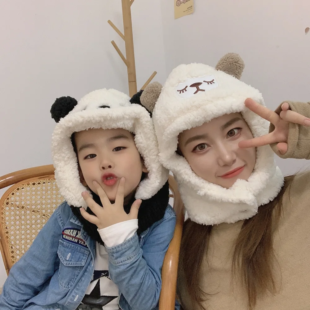 Милый мультяшный медведь овечья плюшевая теплая однотонная фотошарф набор маска