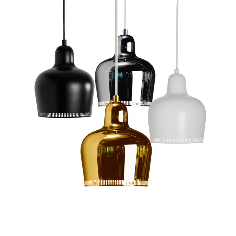 Denmark Nordic Artek Finnish Alvar Aalto Admiralty Bell Pendant Lights Bedroom Metal Luster Led Lamp Dining Room Bar De Fixtures