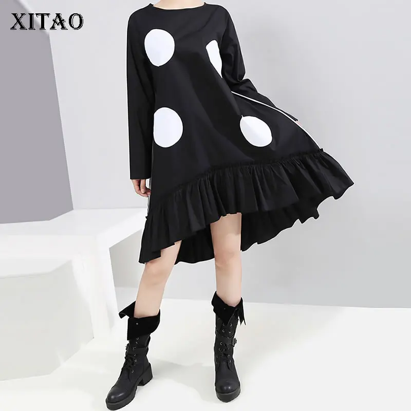 XITAO женское платье в горошек женская мода новинка 2019 элегантное Плиссированное