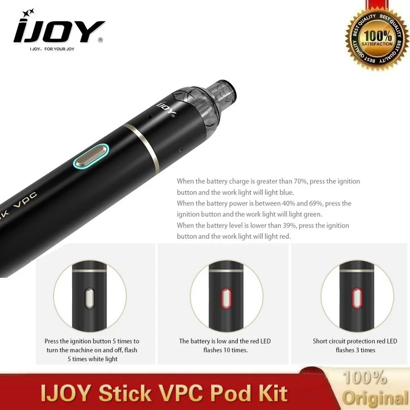 IJOY Stick VPC Pod Kit 15 Вт 1100 мАч встроенный аккумулятор мод с 1 6 мл электронная сигарета