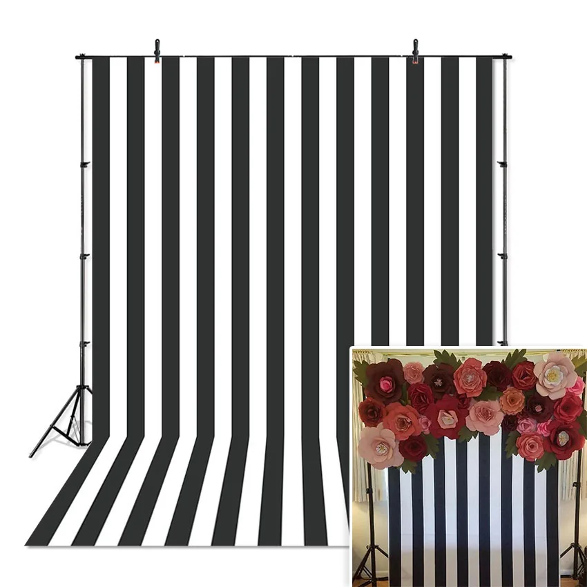 

Black and White Stripes Photography Background Dark Blue Blurry Black White Art Stripes Photographic Backdrop Portraits Shoot