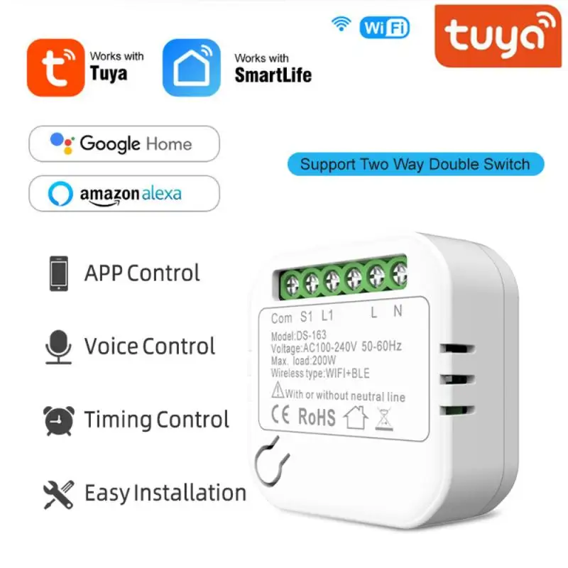 Модуль интеллектуального переключателя Tuya DS-163L 100-240 В Wi-Fi + Bluetooth беспроводное