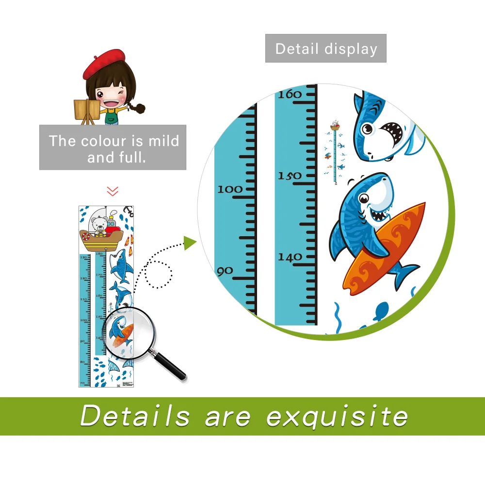 Детский дальномер животные Акула слон детский измеритель роста настенные