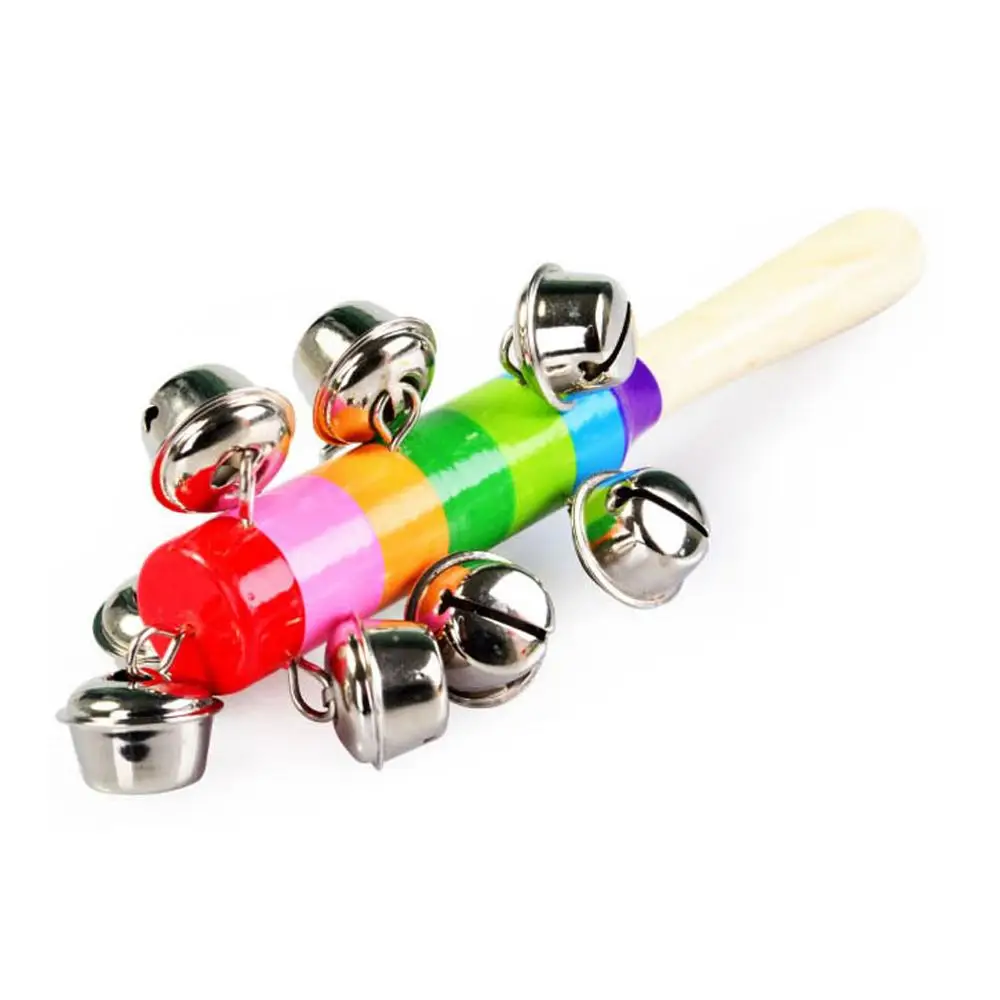 Деревянная ручка погремушки колокола ручной Прорезыватель для зубов