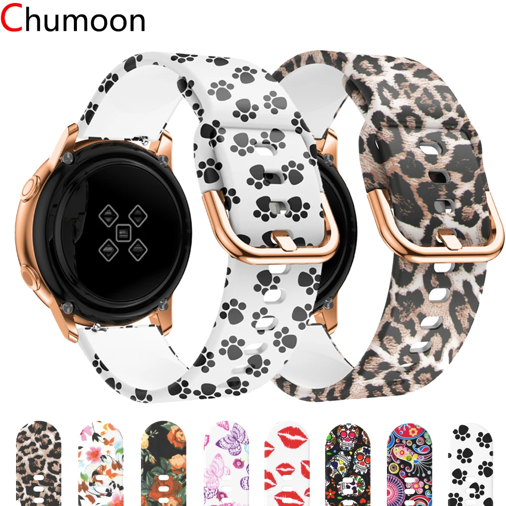 

Ремешок силиконовый для Samsung watch 4, браслет с принтом для Galaxy Watch 3/Active 2/Classic 4, 20 мм 22 мм, 40/44 мм