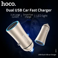 hoco 5v 3 1a dual usb ports car charger adapter with led light fast charge car charger for samsung iphone xiaomi huawei camera