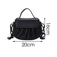 Folds Designer PU Leather Crossbody Bags For Women 2020 Solid Color Shoulder Handbags Female Trend Womens Branded Hand Bag