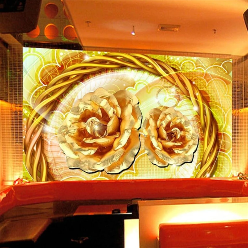 

Drop Shipping Papel De Parede Custom Wallpapers 3d Photo Stereo Wallpaper Mural Gold Rose Music Carnival KTV 3d Wallpaper