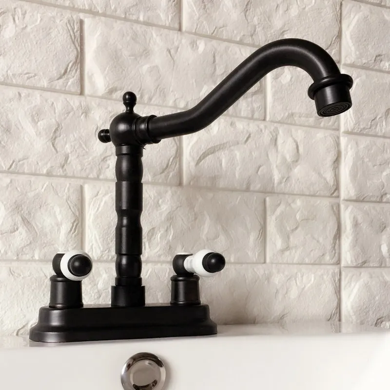 Бронзовый Смеситель для раковины с черным масляным напылением диаметром 4 дюйма