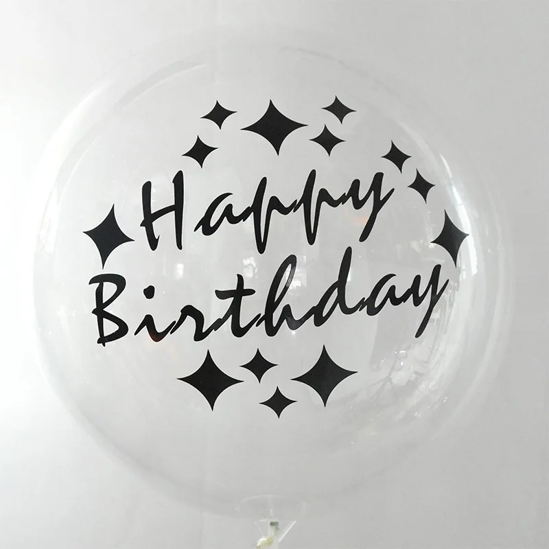 

1pc Transparent Bobo Balloon Sticker Happy Birthday Helium Balloon for Wedding Birthday Party Decoration Kids Favor Toy