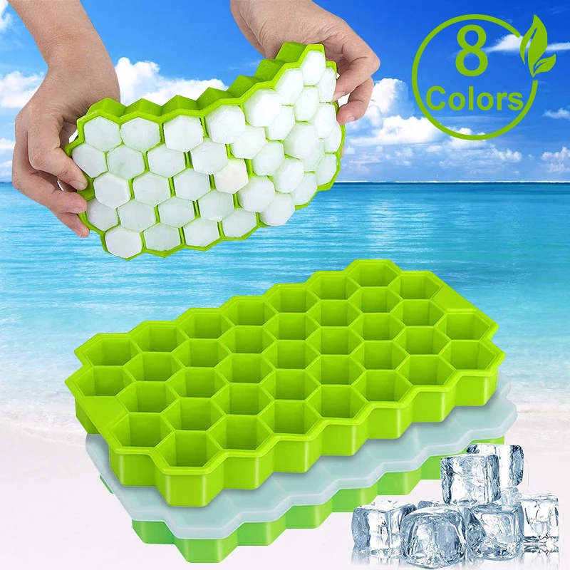 

SILIKOLOVE Honeycomb Ice Cube Trays with Removable Lids Silica Gel Ice Cube Mold BPA Free