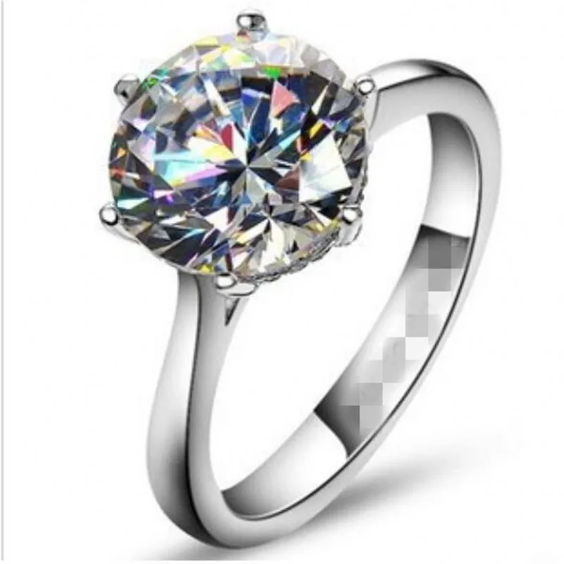 Три цвета Шесть Когти 100% 925 стерлингового серебра 8 мм с бриллиантами Свадебные