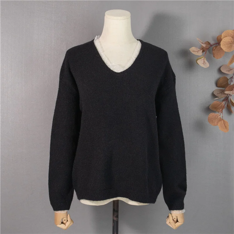 

PEONFLY New Autumn Winter Women Pullover Sweater Casual Solid Spliced Mesh Loose Long Sleeve Knit Tops Female Jumper Purple