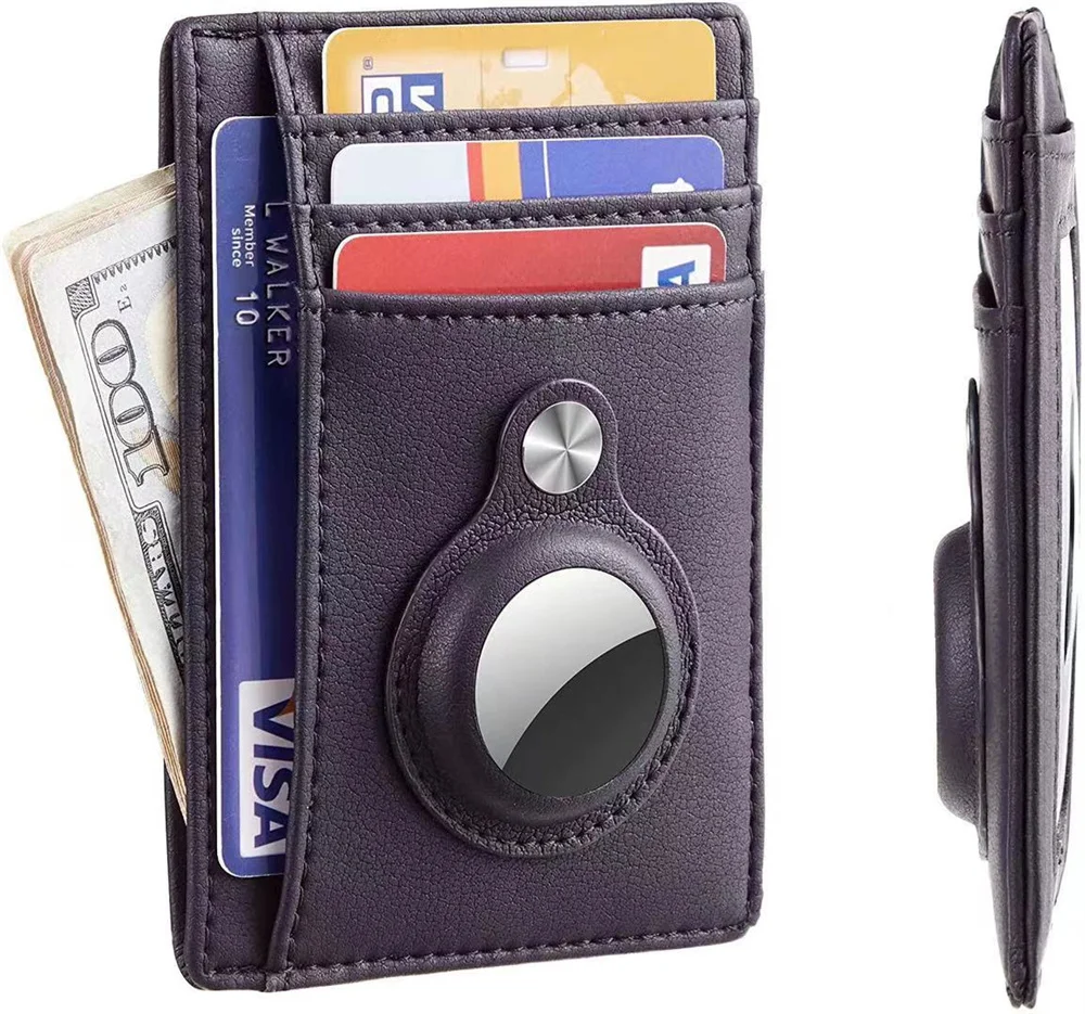 

High Quality Genuine Leather Wallet Card Protective Case For AirTag Shockproof Anti Scratch Fall Protect Shell Cover For AirTags
