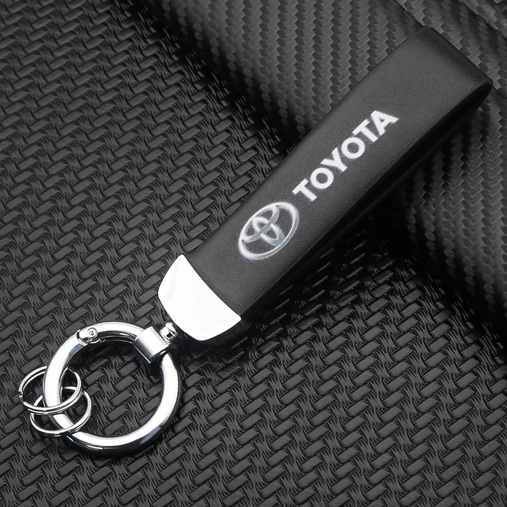 

3D Metal Leather Car Styling Keychain For Toyota Camry Corolla Auris Ralink Avensis Yaris Rav4 Prado CHR Key Rings Accessories