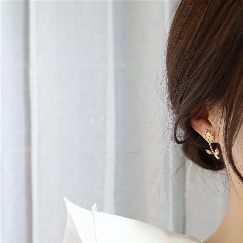 

Temperament Flower 14K Gold Inlaid Opal Earrings for Woman Elegant and Delicate Bling Crystal Earrings Bridal Pendant Jewelry