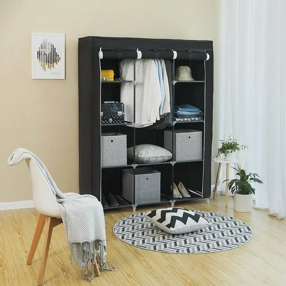 

67Inch Wardrobe Non-Woven Fold Portable Storage Furniture Cabinet Bedroom Furniture Wardrobe Bedroom Organizer 520*260*125mm