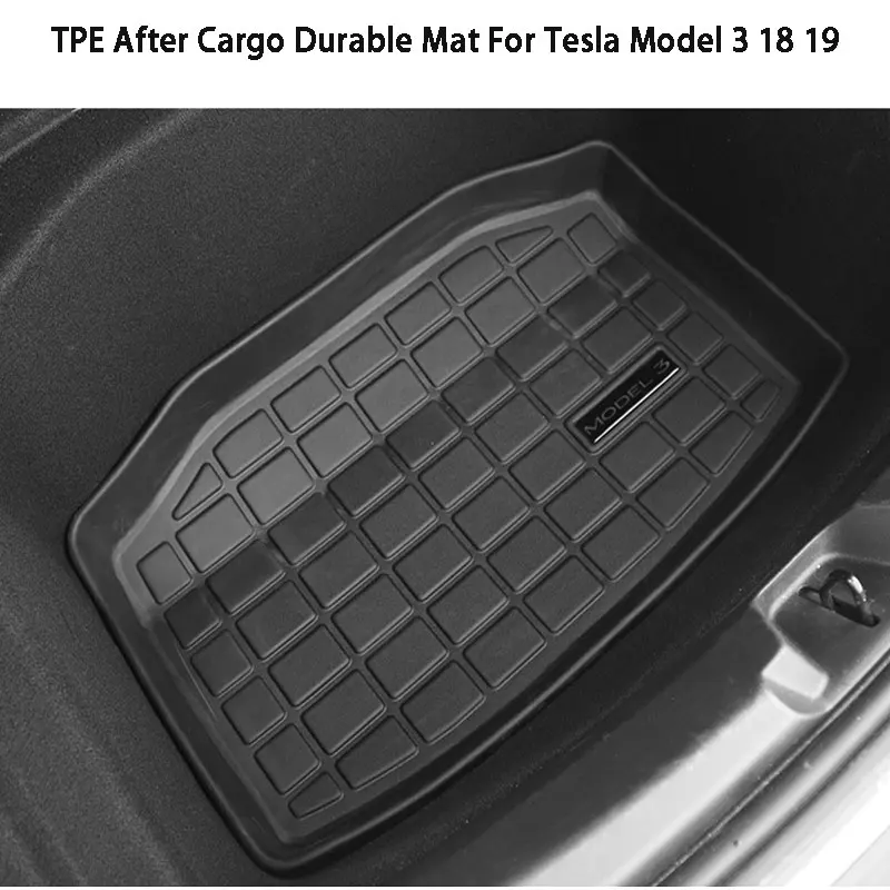 

For Tesla Model 3 17-22 TPE Durable Mat Rear Cargo Tray Trunk Rubber Floor Mat 1PC