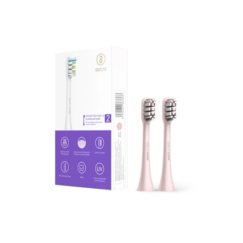 2PCS PINK SOOCAS X3 X5 сменные головки розовые для Xiaomi Mijia SOOCARE X3 X1 Соник зубная щетка электрическая Глубокая чистка форсунки - Цвет: 2PCS PINK