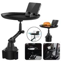 new car cup holder expander with a 8 surface 360%c2%b0 swivel eating car tray drink tray table with adjustable base longshort black