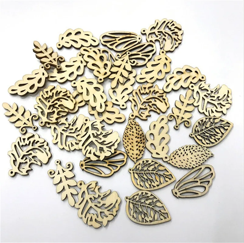 200 шт. 50 мм смешанные деревянные украшения лазерная резка заготовки ломтики