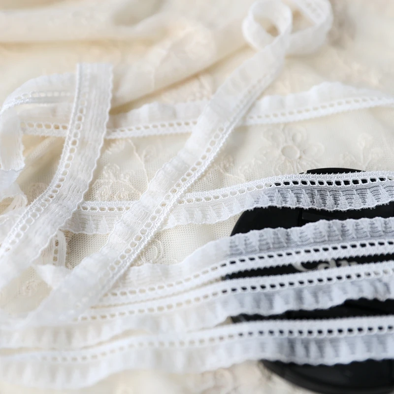 1 м Новая плиссированная гипюровая хлопковая кружевная отделка эластичная лента