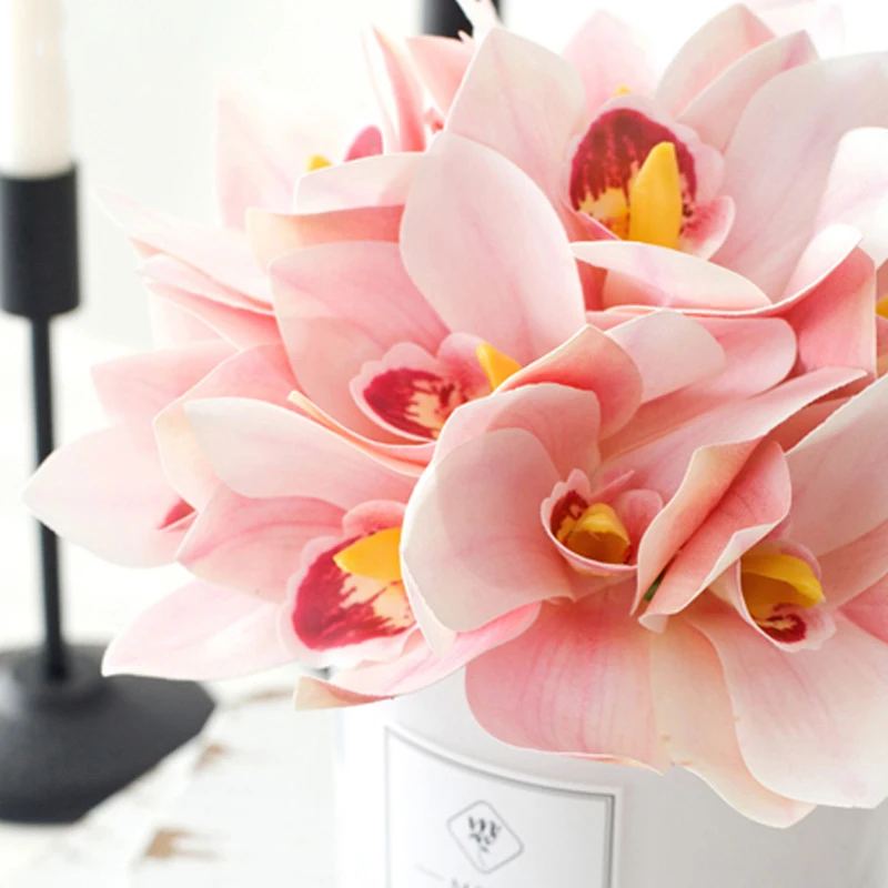 

A bunch of 4 flowers orchid artificial flowers home decoration fake flowers wedding simulation plant decorative flowers gift