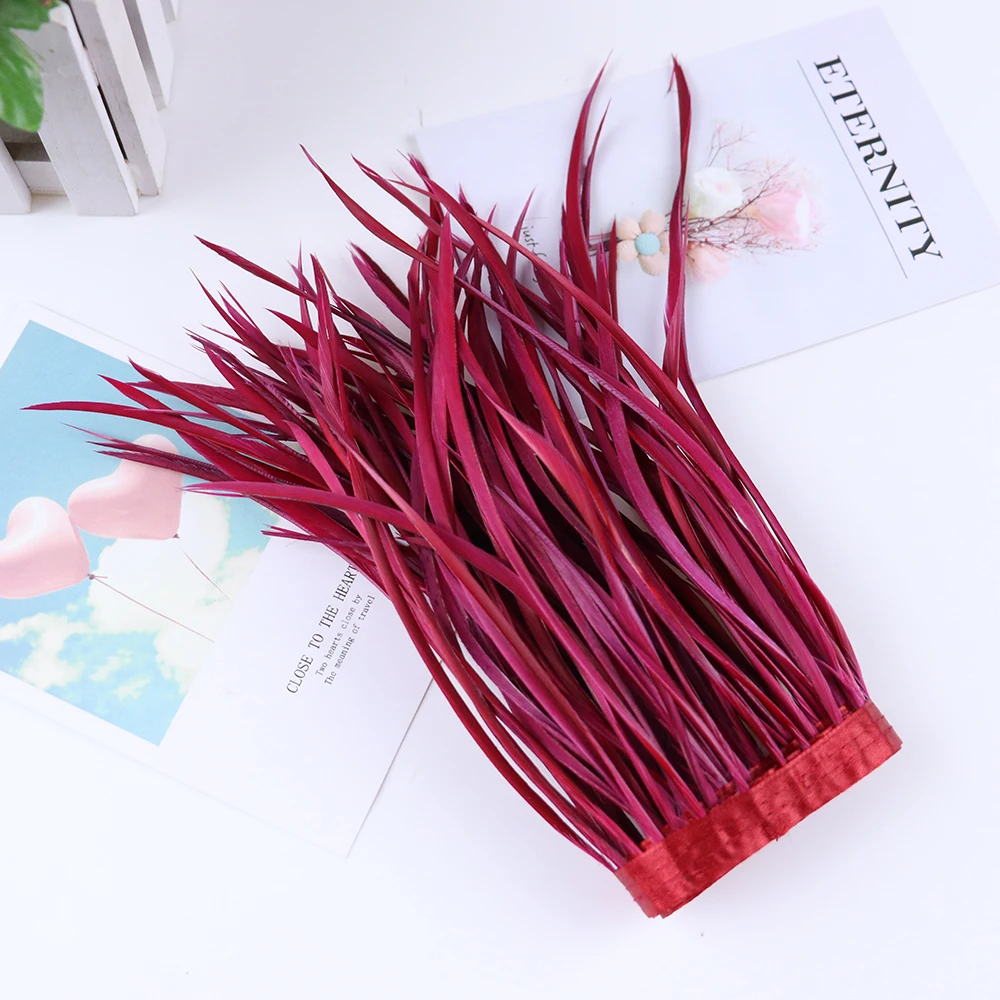 

1 meter Burgundy Pruning Goose Feathers Trims Ribbon Fringe Width 6-8" Clothing Dress Decoration Crafts Plumas