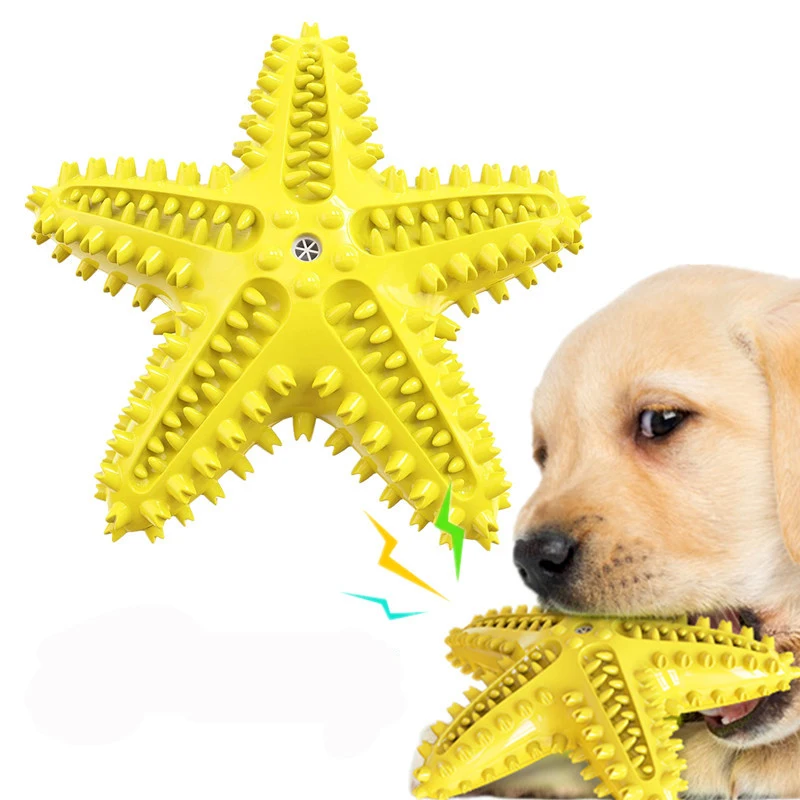 

For Starfish Pet Dog Toothbrush Toy Puppy Teeth Cleaning Chew Training Dog Accessories Squeaky Rubber Bite Resistant Pet