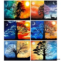5d diamond painting sun and moon tree colorful scenery embroidery cross stitch kits full drill mosaic pictures home decoration