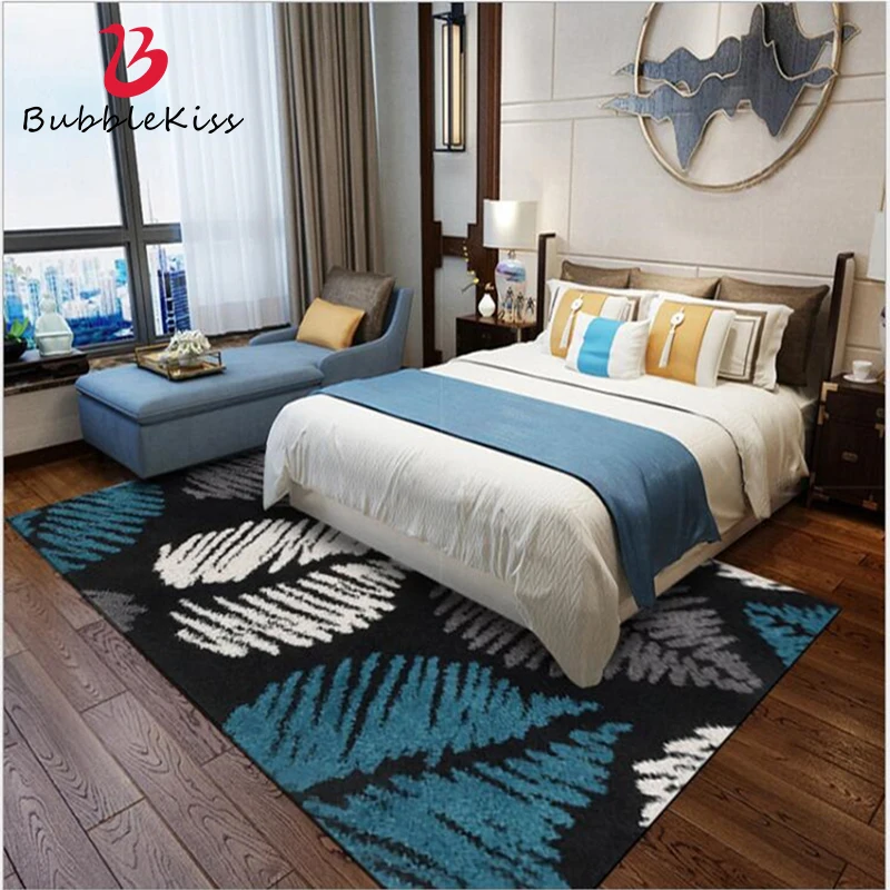 

Bubble Kiss Floral Carpet For Living Room Creative Blue White Gray Leaves Bedroom Rug Home Decor Kids Room Customized Floor Rugs