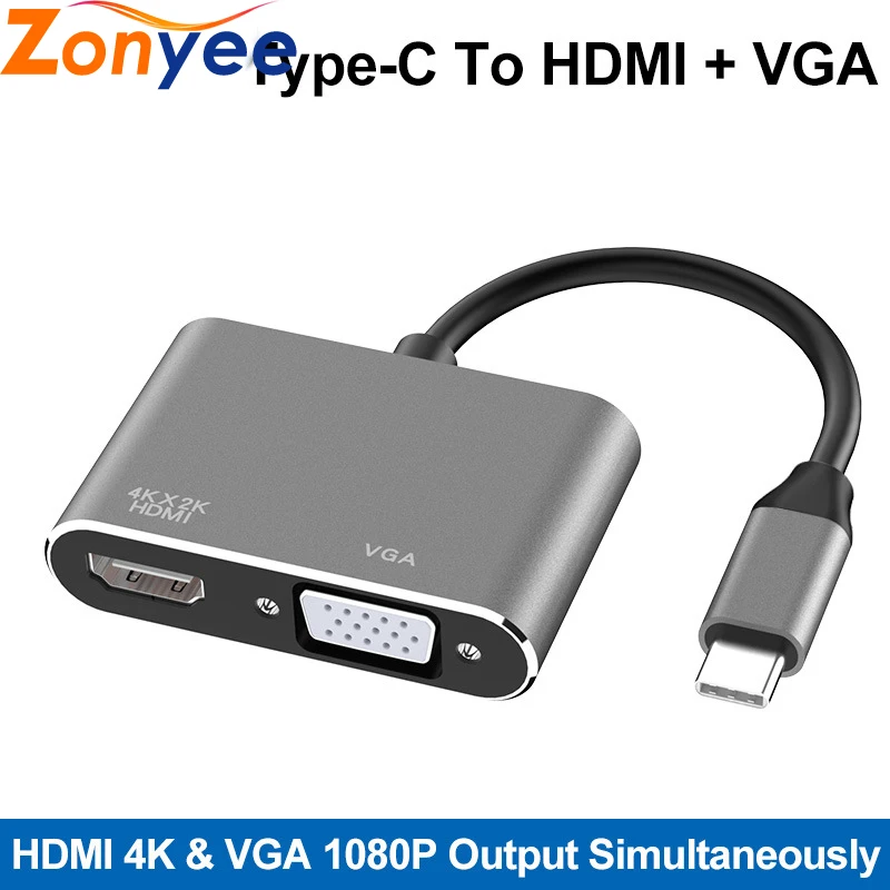 USB C к HDMI 4K VGA адаптер для MacBook Pro/nintendo Switch/iPad Pro 3 1 type UHD видео конвертер | Электроника