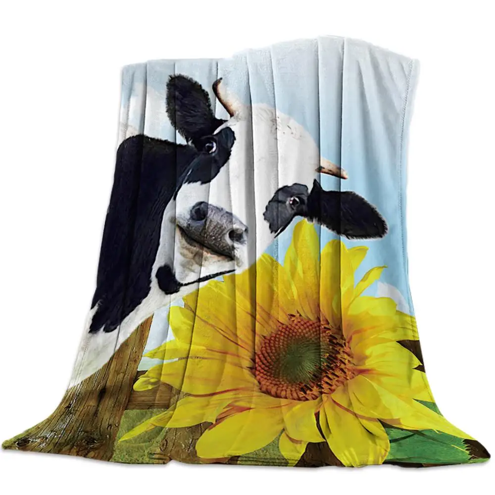 

Cow Pattern Flannel Fleece Bed Blanket Bedspread Coverlet Bed Cover Soft Lightweight Warm Cozy Blankets