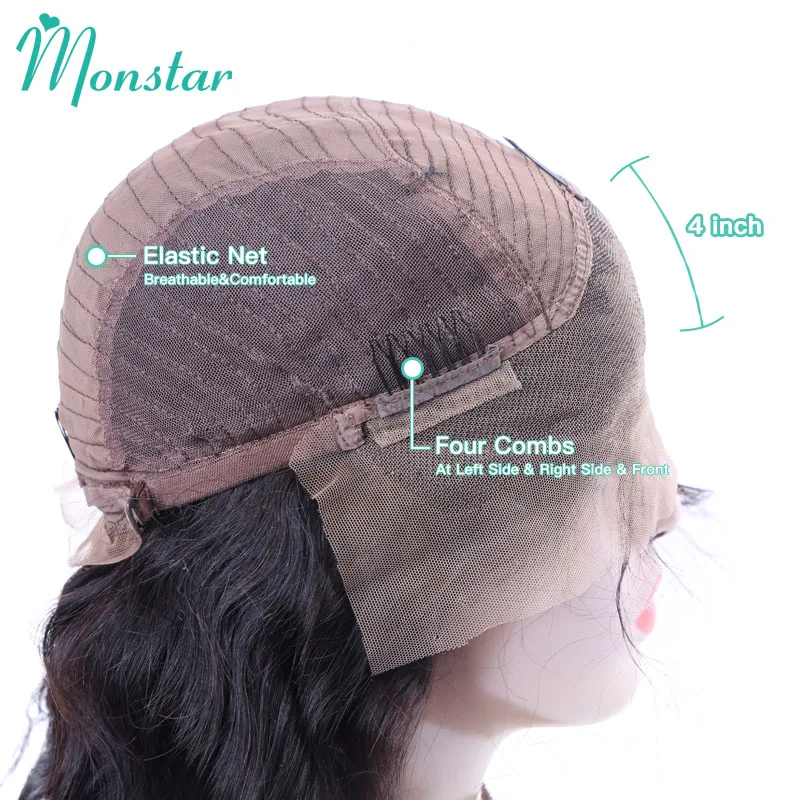 Monstar волнистые кружевные передние парики бразильские волосы Remy отбеленные узлы