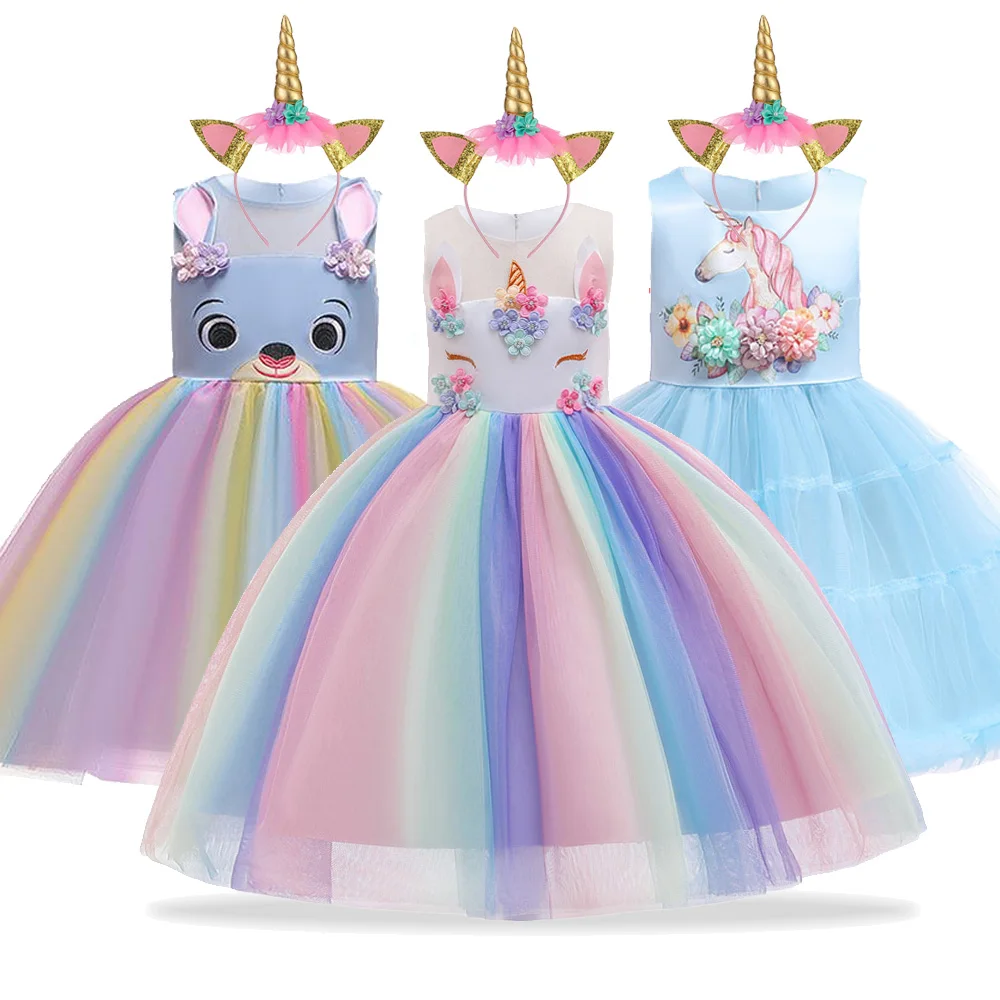 Baby Christmas clothes Girls Unicorn Dress Toddler Costume Kids Dresses For Party Princess kids winter dress | Детская одежда и