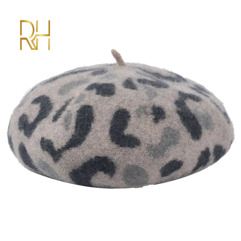 Женские береты с камуфляжным принтом теплые шерстяные модные французская зимняя