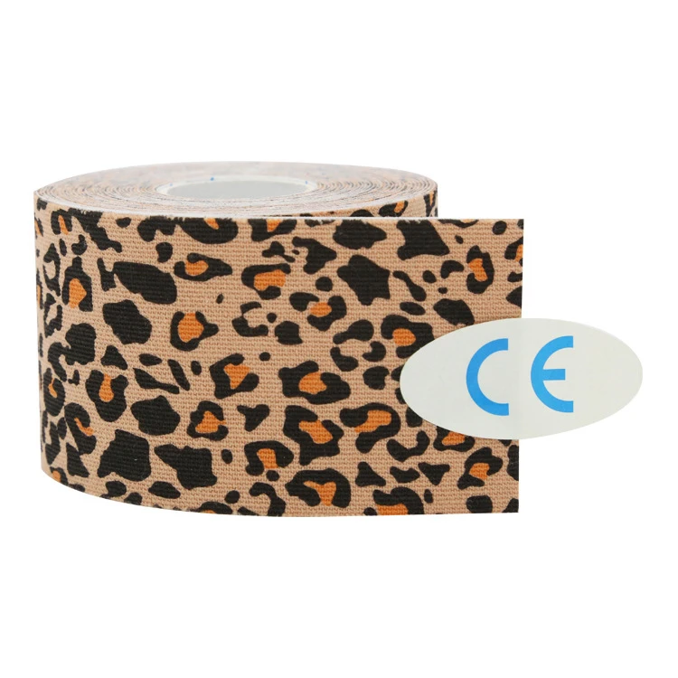Sport Tape Leopard 5 м эластичная спортивная повязка, лента для защиты колена, самоклеющаяся, хлопок, эластопласт, повязка, Кинезиология мышечная лента для ног, лодыжки - Цвет: Sport Tape Leopard