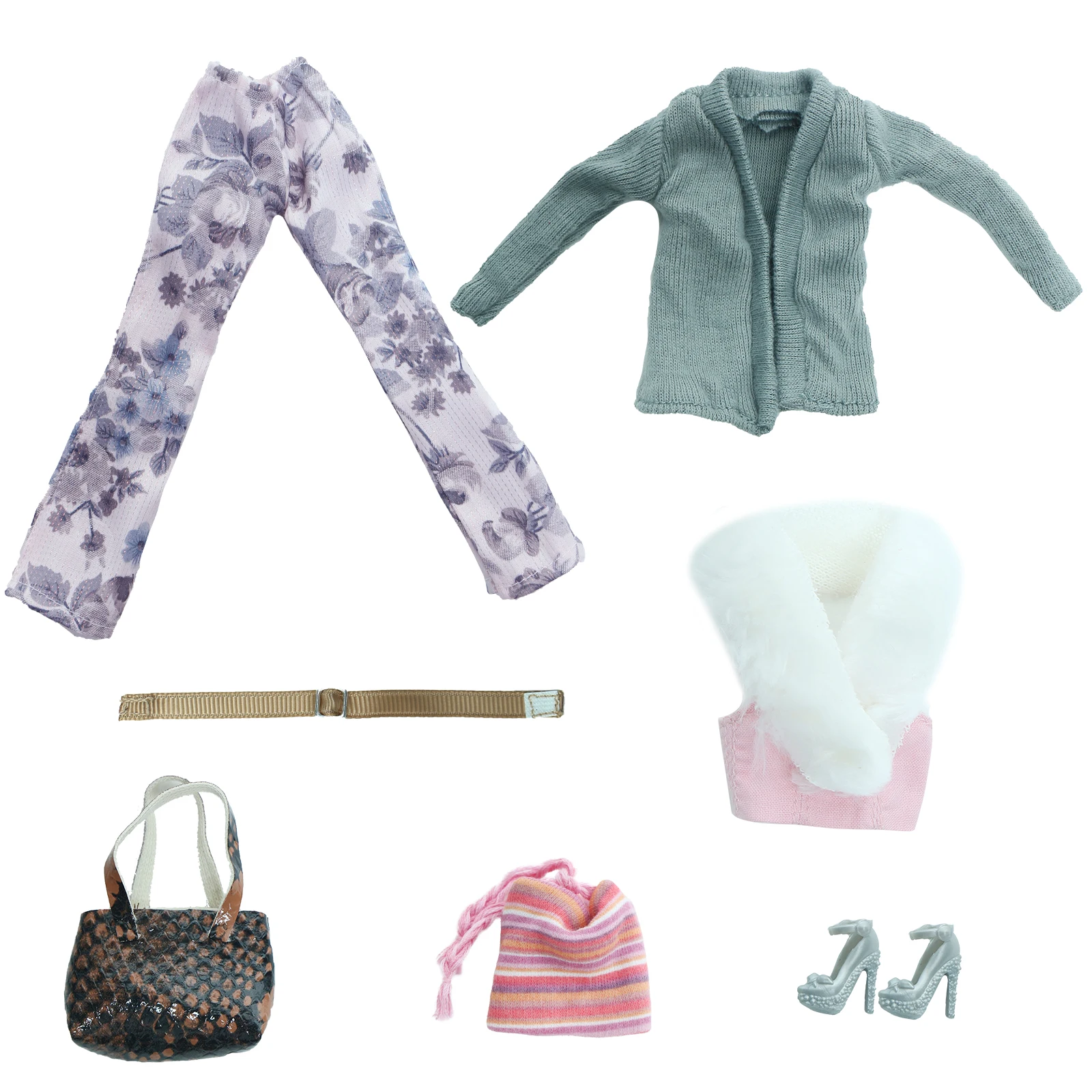 Зимний наряд для куклы BJDBUS теплое пальто брюки вязаная шапка топ сумочка обувь на