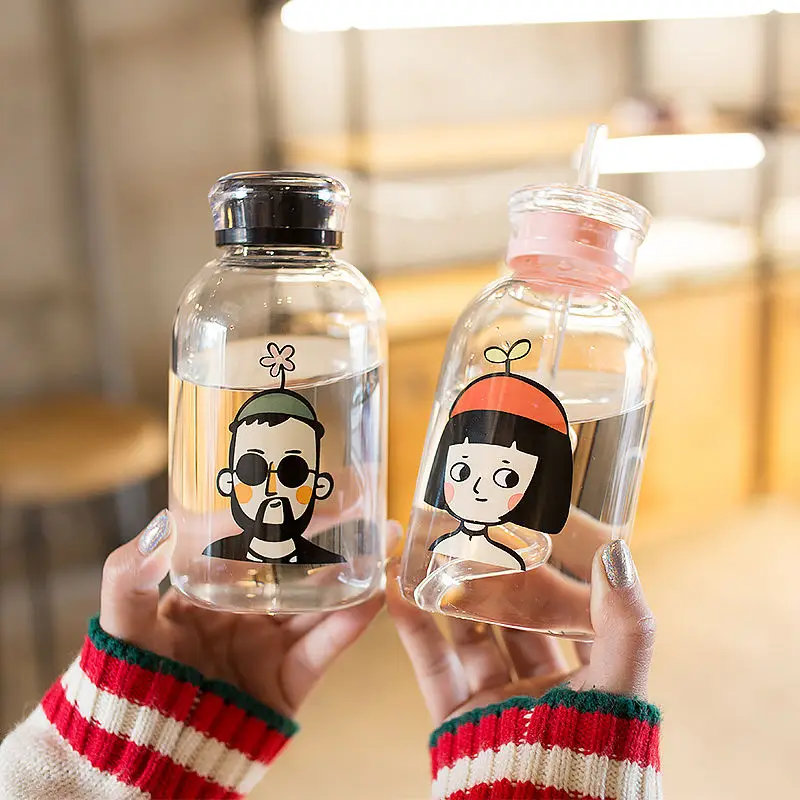 Мультяшные силиконовые стеклянные бутылки прозрачные термостойкие кружки чашка