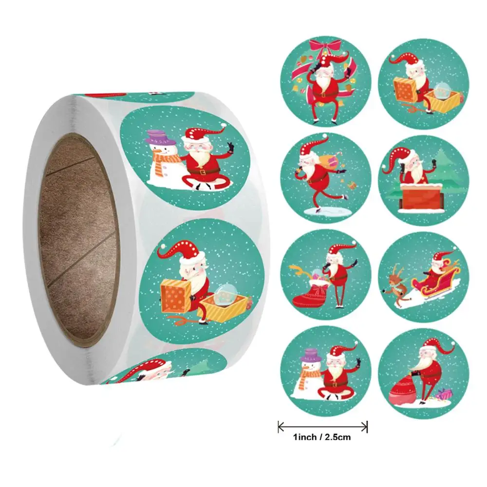 

500 pcs Christmas Sticker Roll Pack Holiday Gift Decorating Gift 1 Roll Home Merry Christmas Ornament Navidad Xmas Gifts