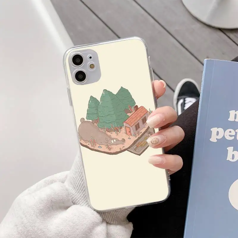 

YNDFCNB Bear and man Phone Case Soft Transparent TPU Phone Case for iPhone 6 6s plus 7 8 plus xr xs max 11 12pro max 12mini