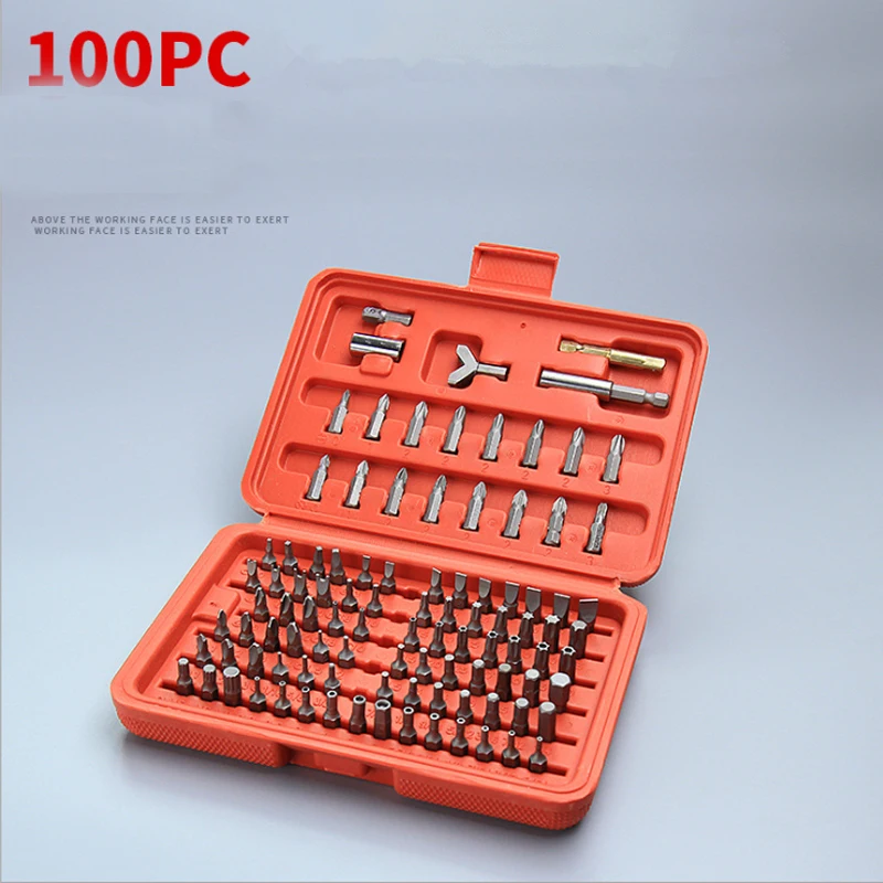 

Портативная пластиковая коробка Набор отверток 100 шт. комбинированная Электрическая Дрель аксессуары для пистолета инструменты