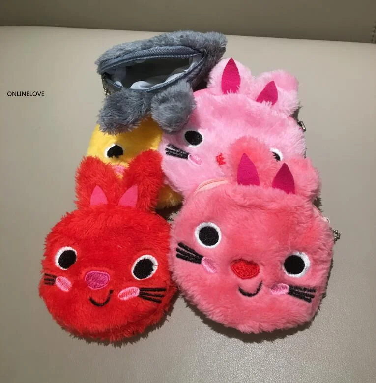 

1piece random color Small 10CM Fluffy Rabbits Plush Kid's Coin Purse , Coin Wallet Pouch Case , Key chain Coin Pouch BAG