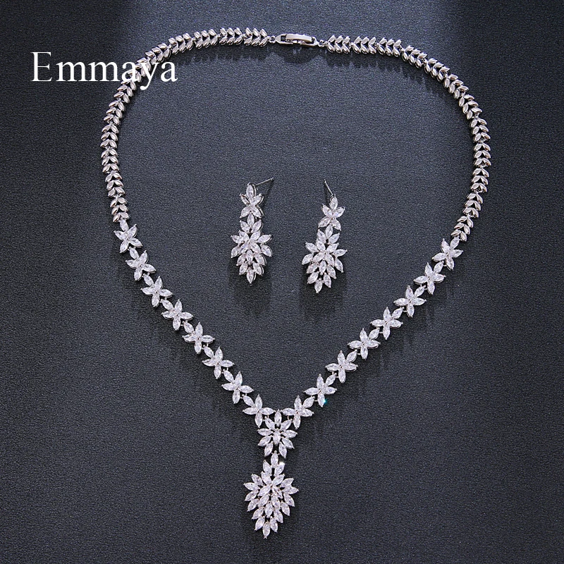 

Женские серьги и ожерелье Emmaya, ослепительные украшения из благородного циркония, набор украшений для женщин